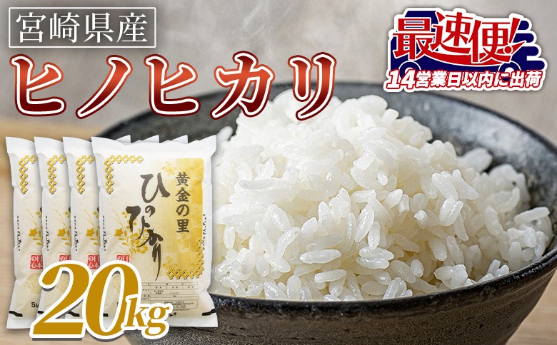 ＜宮崎県産米 ヒノヒカリ 20kg＞ 入金確認後、14営業日以内に順次出荷【 コメ 米 お米 白米 ご飯 飯 炊き立て こめ ひのひかり 宮崎県 県産 粒 炊き込みご飯 おにぎり 主食 】【b0922_su_x3】