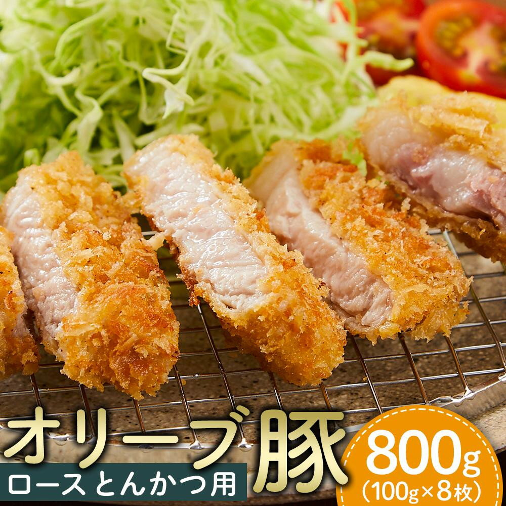 【ふるさと納税】豚肉 オリーブ豚 ロースとんかつ用 800g（100g×8枚）【化粧箱入り】【配送不可：離島】