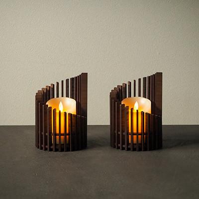 ふるさと納税 大川市 【国産/雑貨】キャンドルホルダー003 2個セット LED専用《カラー:ウォールナット》