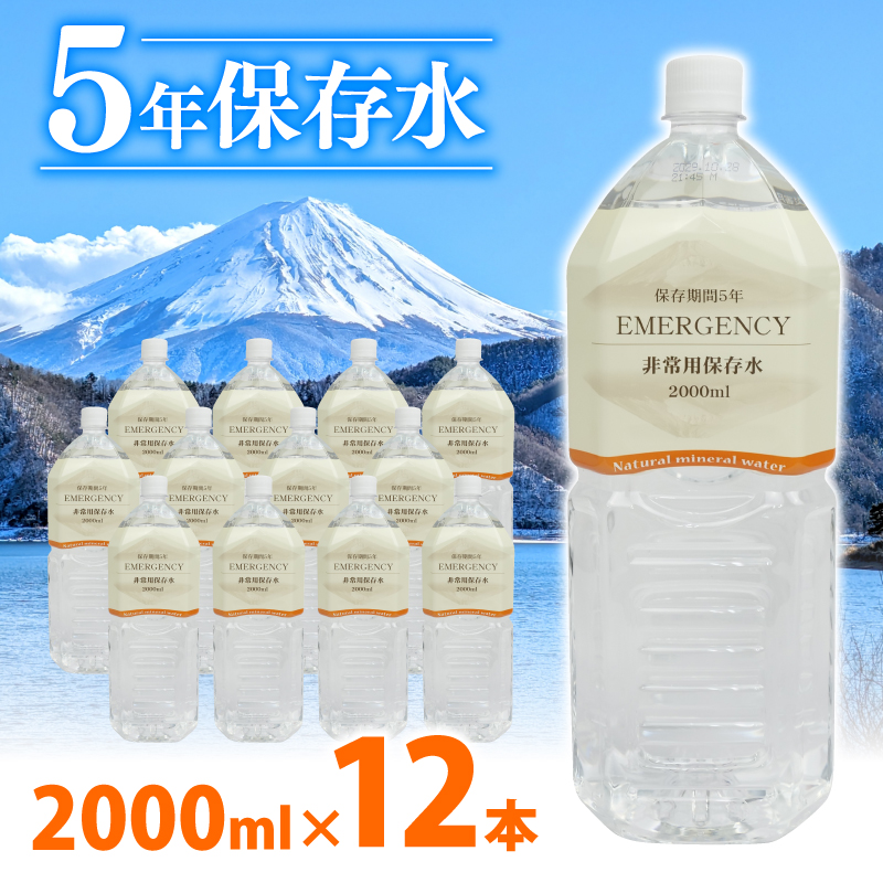 水 ペットボトル 2L × 6本 2ケース 計12本 ミネラル ウォーター 天然水 非常用 保存水 飲料水 防災 備蓄 静岡県 沼津市