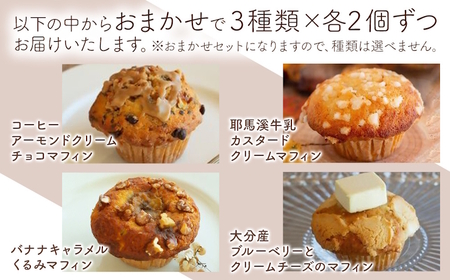 マフィン おまかせ便 6個セット 手作り お菓子 おやつ ギフト 焼き菓子 スイーツ 大分県産 九州産 中津市 国産