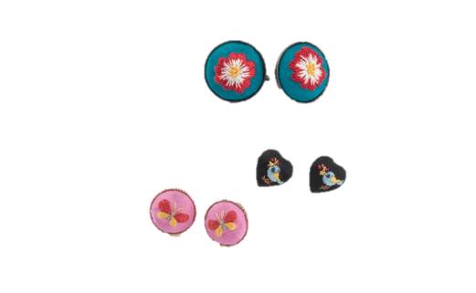 【ふるさと納税】【加賀繍】刺繍紋様イヤリング