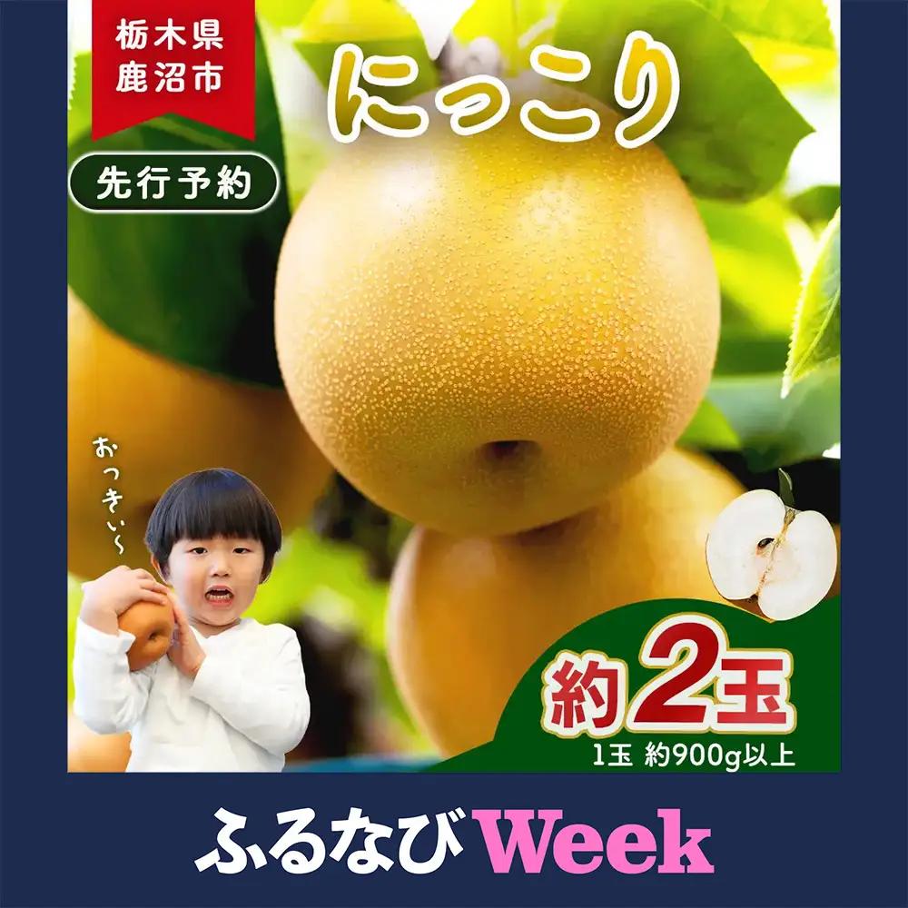 【ふるなびWEEK対象】【先行予約】梨(にっこり) 2玉入り×1箱 (内容量1玉900g以上) ※2026年10月上旬～11月下旬頃に順次発送予定