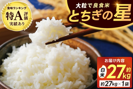とちぎの星 精米 27kg (20キロ超え) とちぎの星 益子町 AU040
