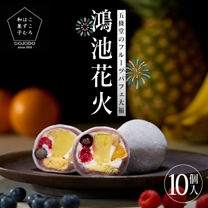 【ふるさと納税】★五條堂（GOJODO）の鴻池花火10個入 フルーツパフェ大福 ★多数のメディアで紹介されました★ 【 フルーツ大福 冷凍大福 ふるーつ大福 だいふく お菓子 和菓子 ブルーベリー オレンジ バナナ フランボワーズ パイナップル おやつ 】