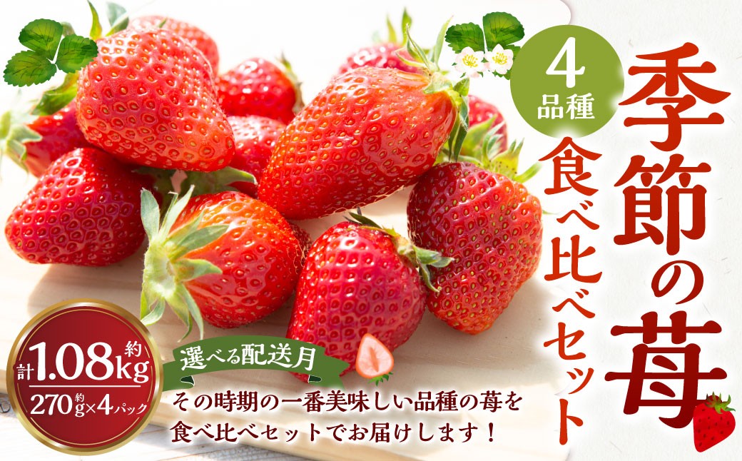
            よかもんいちご 4品種食べ比べセット 【2025年12月～2026年4月 出荷予定】 いちご イチゴ 苺 4種 フルーツ 果物 贈答 贈り物 ギフト 九州 福岡 うきは市
          