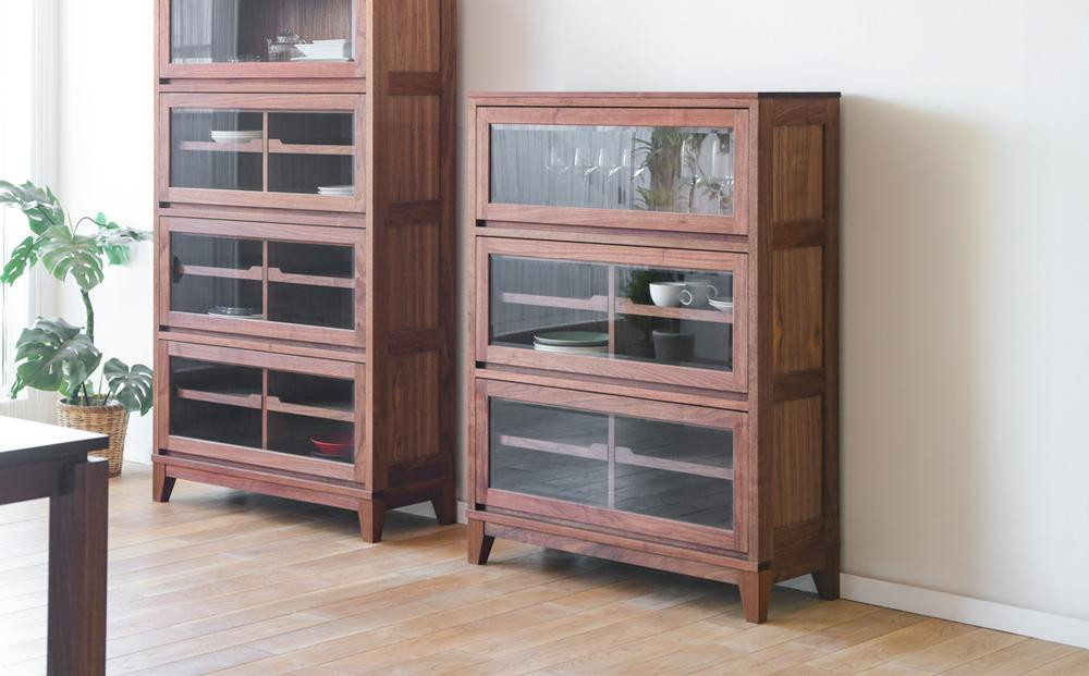 
            旭川家具 山室家具製作所 ココ キャビネット3段 ウォールナット 【 国産 無垢 インテリア 木製 ナチュラル キャビネット 食器棚 キッチンボード 収納 キッチン 北海道 】_04586
          