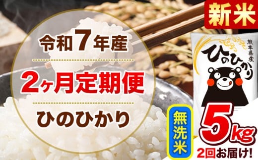 新米 令和7年産【2ヵ月定期便】無洗米 ひのひかり 計2回お届け 5kg 5kg×1袋《お申込み翌月から出荷》 熊本県産 ひの 米 こめ ヒノヒカリ コメ お米 津奈木