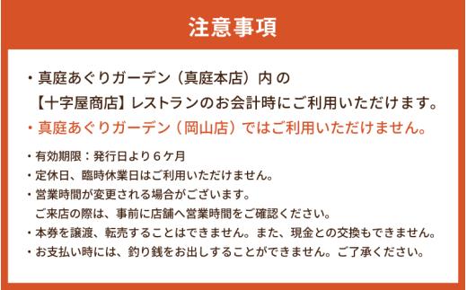 十字屋商店 お食事券 10,000円分（カフェタイムでも利用可） 真庭あぐりガーデン 岡山県真庭市 チケット ランチ グルメ 【jujy056-01】