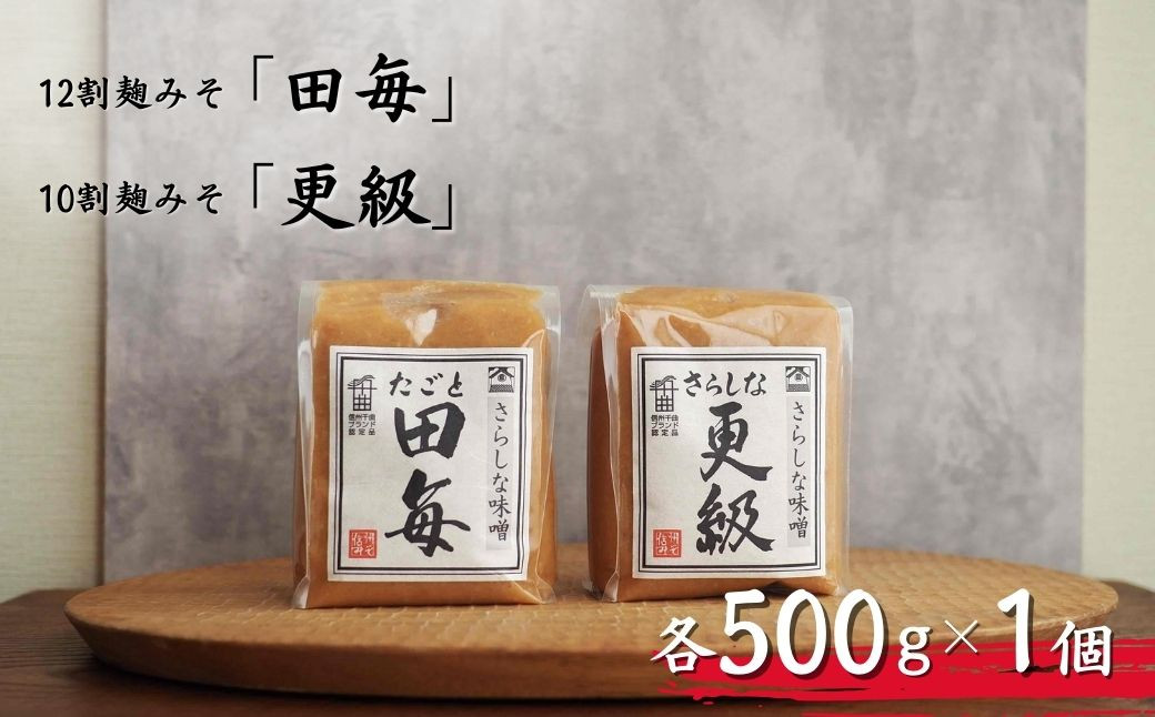 
                  12割麹みそ「田毎」・10割麹みそ「更級」（各500g×1ヶ） 信州みそ 信州味噌 2種類 食べ比べ 発酵調味料 調味料 長野県産 千曲市
                