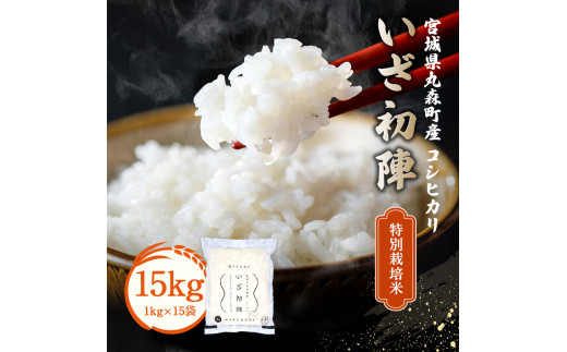 
            令和6年産 新米 精米 ブランド米「いざ初陣」15kg（1kg×15個）食味値85以上 整粒歩合80%以上【0121801】
          