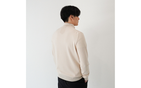 ベビーカシミヤ　フルジップ　メンズ　Mサイズ　【ベージュ】 【178004-1】 ｶｼﾐﾔ 天然素材 ｾｰﾀｰ 服 国産 国内製造 ﾍﾞﾋﾞｰｶｼﾐﾔ