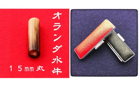 オランダ水牛15mm（7書体）牛革ケース（赤） 民芸品 工芸品  そうしょたい