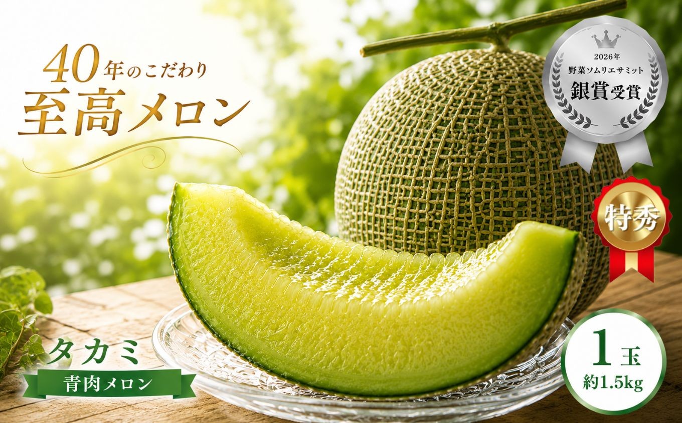 
                  タカミ 1玉(約1.5kg) | 2027年 先行予約 メロン 完熟 果物 フルーツ ギフト  デザート  栃木県 真岡市 送料無料
                
