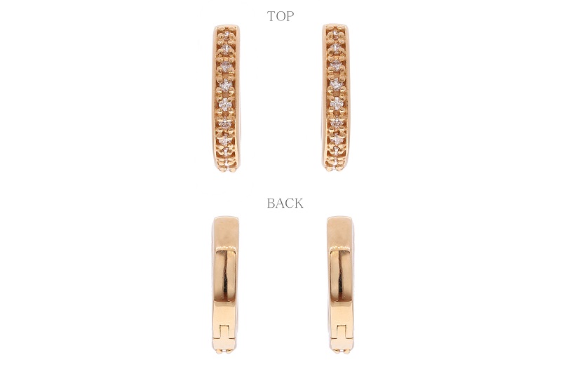 K18ピンクゴールド ダイヤモンドフープピアス(0.1ct)46-3425
