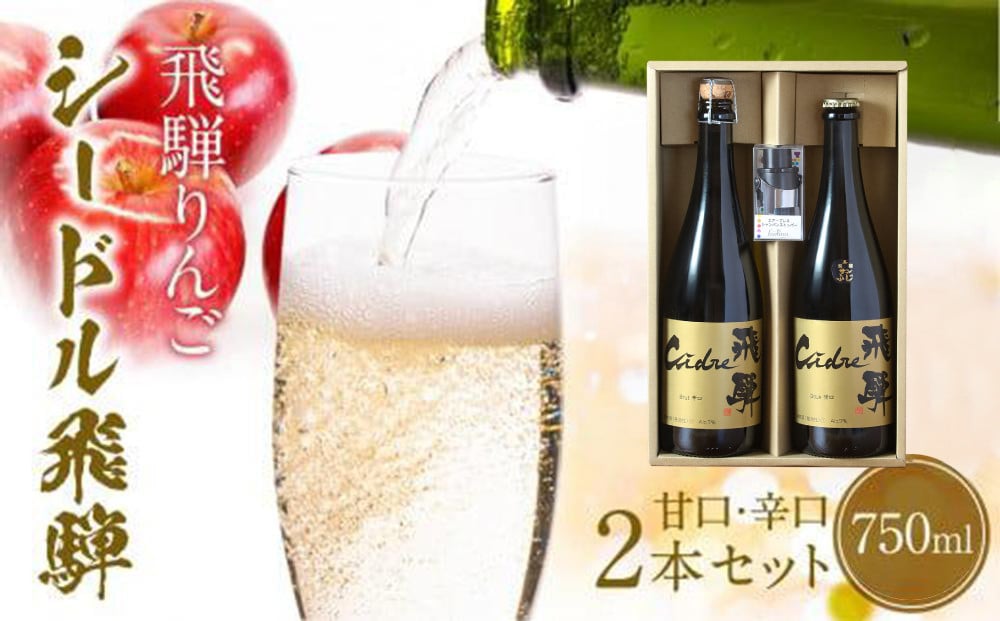 
            飛騨りんご シードル飛騨 辛口・甘口 750ml各1本セット | スパークリング スパークリングワイン シードル お酒 果実酒 りんご リンゴ 林檎 ワイン セット 化粧箱入り プレゼント 飛騨高山 木戸脇果樹園 FP003
          