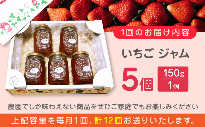 【限定数量】【全12回定期便】熊本県産 いちごジャム ( 150g × 5個 ) 小分け 熊本 山都町 常温【なかはた農園】[YBI041] 140000 140,000 140000円 140,00