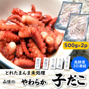 とれたまんまを急速冷凍　やわらか子ダコ(冷凍)500g×2袋 1kg 国産小だこ生 真空パック【配送不可地域：離島】【1413632】