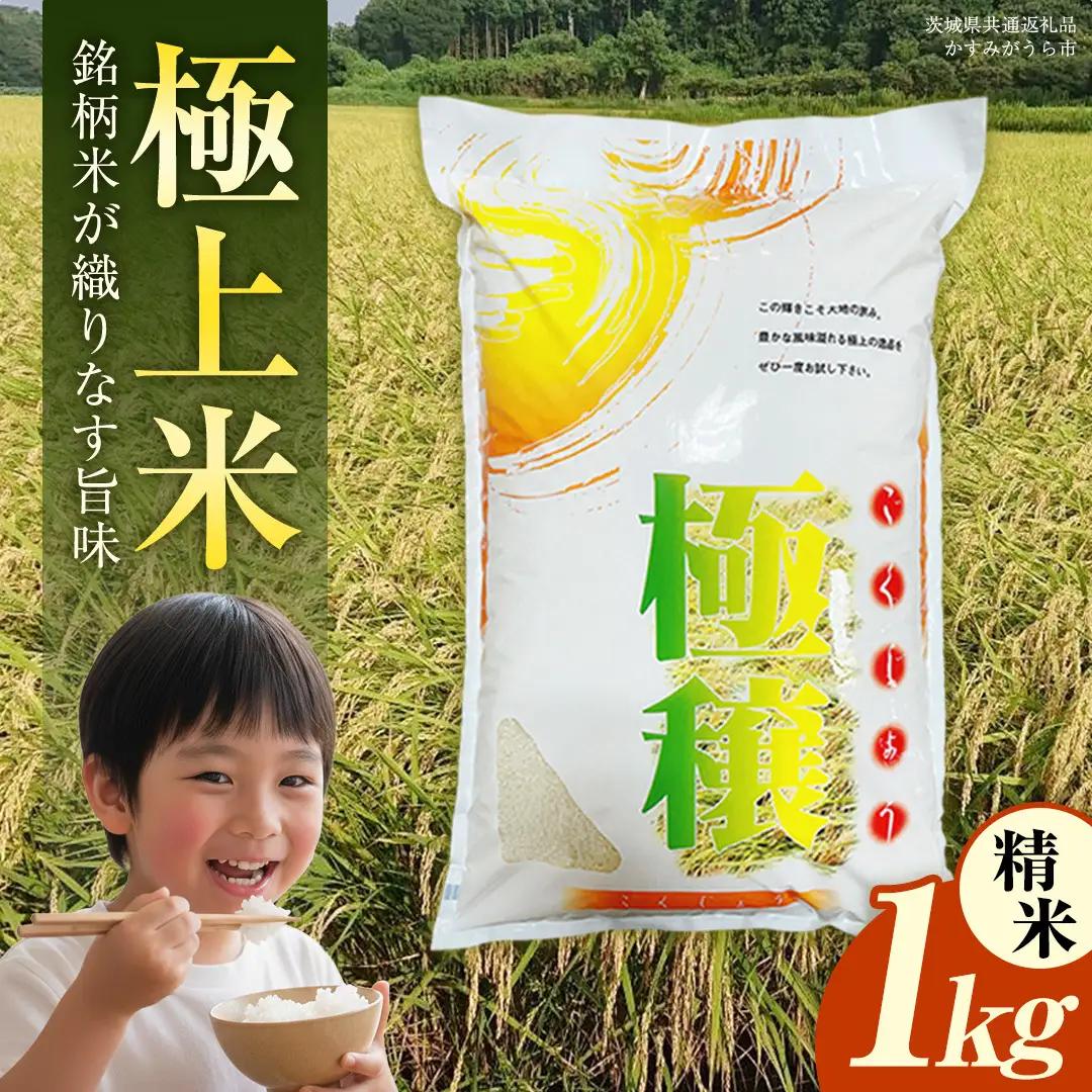 【 令和7年産 】 極上ふるさと米 精米 1kg (茨城県共通返礼品 かすみがうら市) スピード 最短 7日 すぐ届く すぐ発送 スピード発送 早い 米 ごはん もっちり 甘い コメ お米 白米 コシヒカリ こしひかり あきたこまち にじのきらめき ミルキークイーン オールインワン米 [EX030sa]