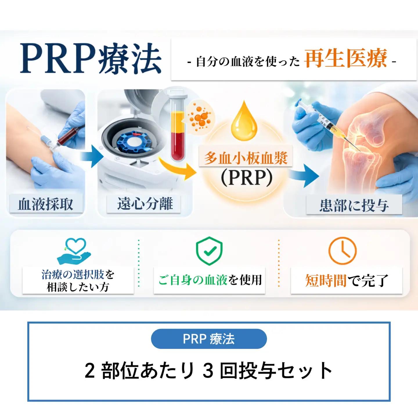 【PRP療法】2部位あたり3回投与セット（※本返礼品は、院長診察にて本治療が適応と診断された方のみご利用いただけます。）