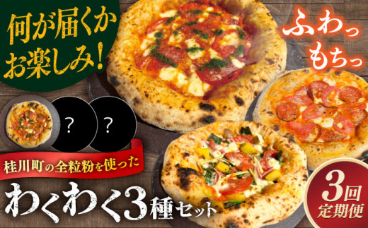 【全3回定期便】【合鴨家族の小麦使用】ピザ わくわく3枚セット(マルゲリータ・お任せ2枚） ▼ピザ 冷凍 ピザ窯 ぴざ PIZZA パーティー ピッツァ 人気 本格 石窯 クリスマス　桂川町/PIZZERIA TUTTI