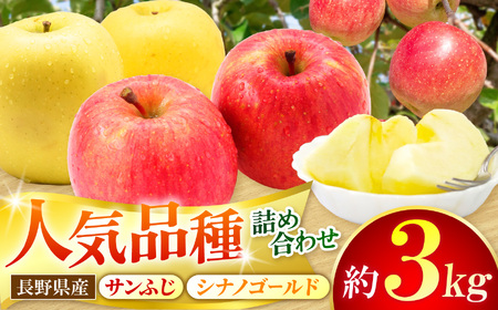 【先行受付】サンふじ・シナノゴールド詰め合わせ　3kg