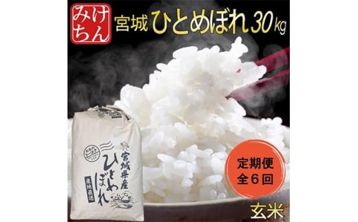 
＜毎月定期便＞宮城県産ひとめぼれ 玄米30kg全6回【4006727】
