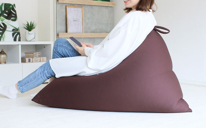 ビーズクッション ポルトBIG ブラウン | 日本製 補充可 大粒ビーズ ループ付 クッション | 北新有限会社 [BOBZ021]