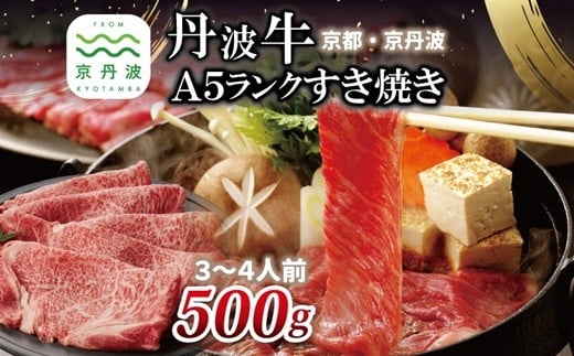 丹波牛 A5ランク すき焼き用 500g 3～4人前 【 黒毛和牛 国産牛 すき焼き お鍋 丹波 霜降り わりした付き 京都 丹波 いづつ屋 】 [050IZ002]
