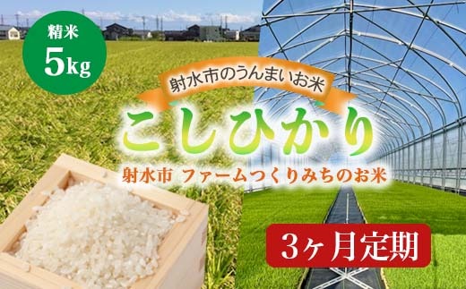 【3ヶ月定期便】【射水市】【射水の美味しいお米】ファームつくりみちのお米 作道米 R7年度産こしひかり5kg【精米】※離島への配送不可