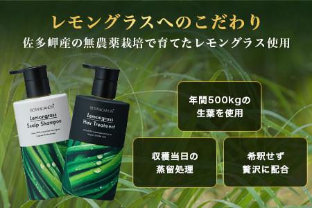 レモングラス スカルプシャンプー&トリートメントセット（各300ml）|美容 ヘアケア シャンプー トリートメント スカルプ レモングラス 南大隅町 石けん 髪 潤い ハリ 弾力 キューティクル ボタ