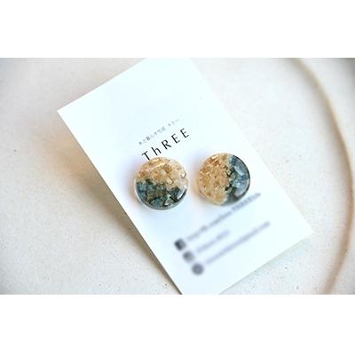 ふるさと納税 那賀町 木の藍染め×小花 樹脂ピアス