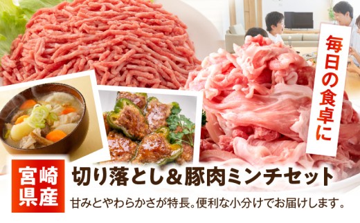宮崎県産豚肉 切り落とし＆豚肉ミンチセット 2kg_kn126-003-020