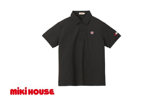 ミキハウス エンブレム半袖ポロシャツ 大人用 黒－L （10-5573-496） 【 ミキハウス mikihouse 大人用 半袖 ポロシャツ 紺 黒 上品 柔らかい 丈夫 長持ち シンプル ギフト お祝い プレゼント スポーツ ゴルフ 親子コーデ 国産 日本製 安心 安全 】