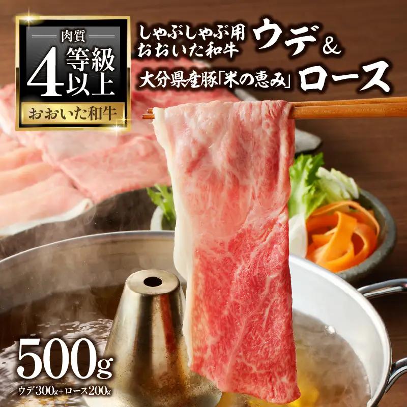 おおいた和牛認定店はしづめ A4等級以上「おおいた和牛」300gと大分県産豚「米の恵み」200gのしゃぶしゃぶセット A01138