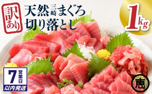 【7営業日以内に発送】＜訳あり＞天然三崎まぐろ 1kg たっぷり10人分！不揃い赤身　M020-013-sp