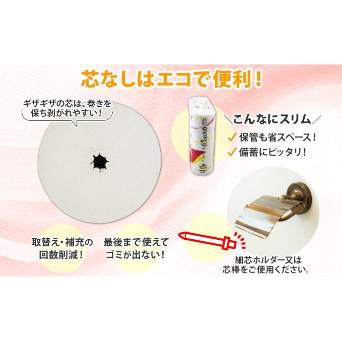 コアレス トイレットペーパー ダブル 65ｍ 60ロール 芯なし 香りなし まとめ買い トイレ リサイクル 長持 防災 常備品 日用雑貨 消耗品 生活必需品 備蓄 ペーパー 紙 北海道 倶知安町 日用