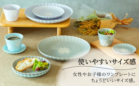 【波佐見焼】フラワー 菊割8号皿 2枚セット グレー【西海陶器】[OA379]