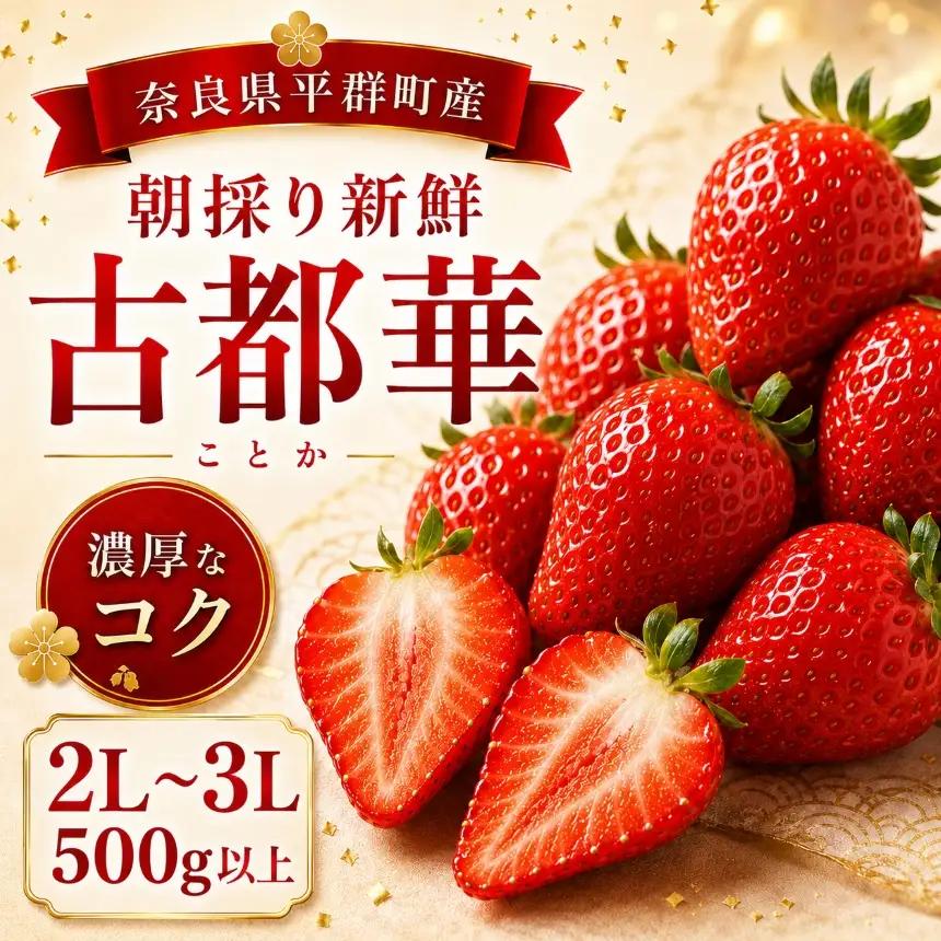 AO02 朝採りの新鮮な古都華２L～３L500ｇ以上 いちごいちえ | 果物 くだもの フルーツ 苺 イチゴ いちご ストロベリー 古都華 ことか 希少 濃厚コク 芳醇 果肉 しっとり 旬の品種 奈良