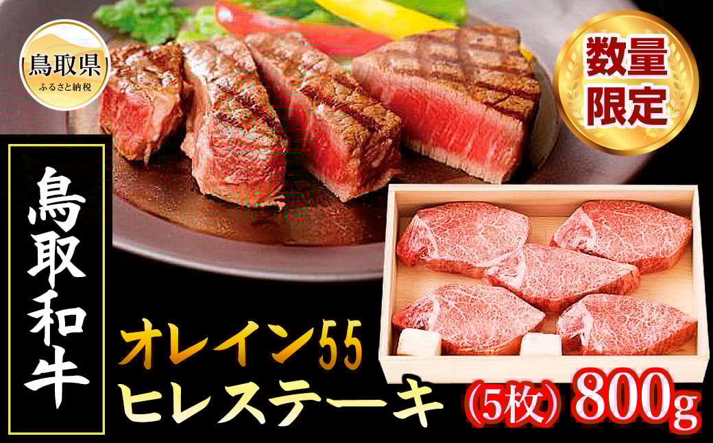 
                  鳥取和牛オレイン55 ヒレステーキ【数量限定】_T2600307
                