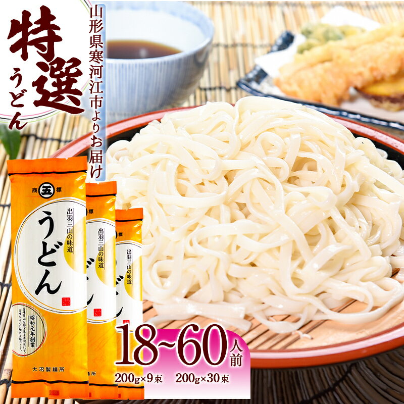 【ふるさと納税】製麺所こだわり 山形の「特選うどん(乾麺)」【18人前～60人前まで選べる】／ お取り寄せ 備蓄 小分け 個包装 常温 保存 便利 ご当地 グルメ 土産 特産 名物 饂飩 東北 山形県 ざるうどん かけうどん ポイント消化 大沼製麺所