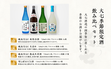 【定期便】年4回届く！大七酒造の季節限定酒飲み比べセット（720ml×4本） 大七酒造 日本酒 定期便 にごり酒 爽快冷酒 生詰め 熟成生原酒 限定酒 純米生もと 酒造 酒蔵 さけ おすすめ お中元 
