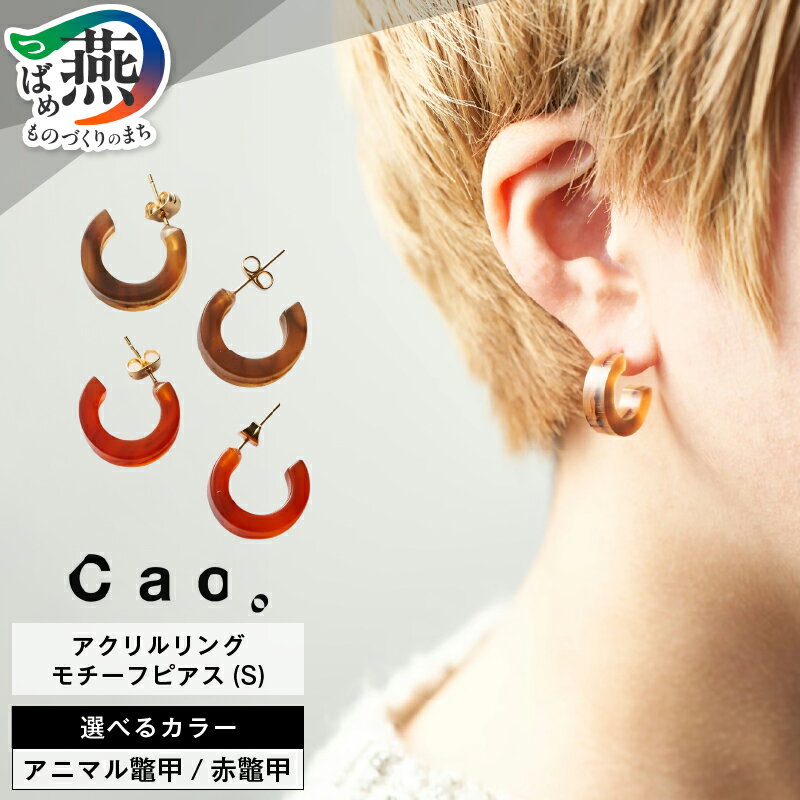 【ふるさと納税】 アクリルリングモチーフピアス(S) アニマル鼈甲 / 赤鼈甲 選べるカラー 【 ピアス リングピアス アクリル べっ甲 べっこう サージカルステンレス シンプル 手作り アクセサリー ギフト プレゼント Cao。 新潟県 燕市 燕三条 】 [10002984]