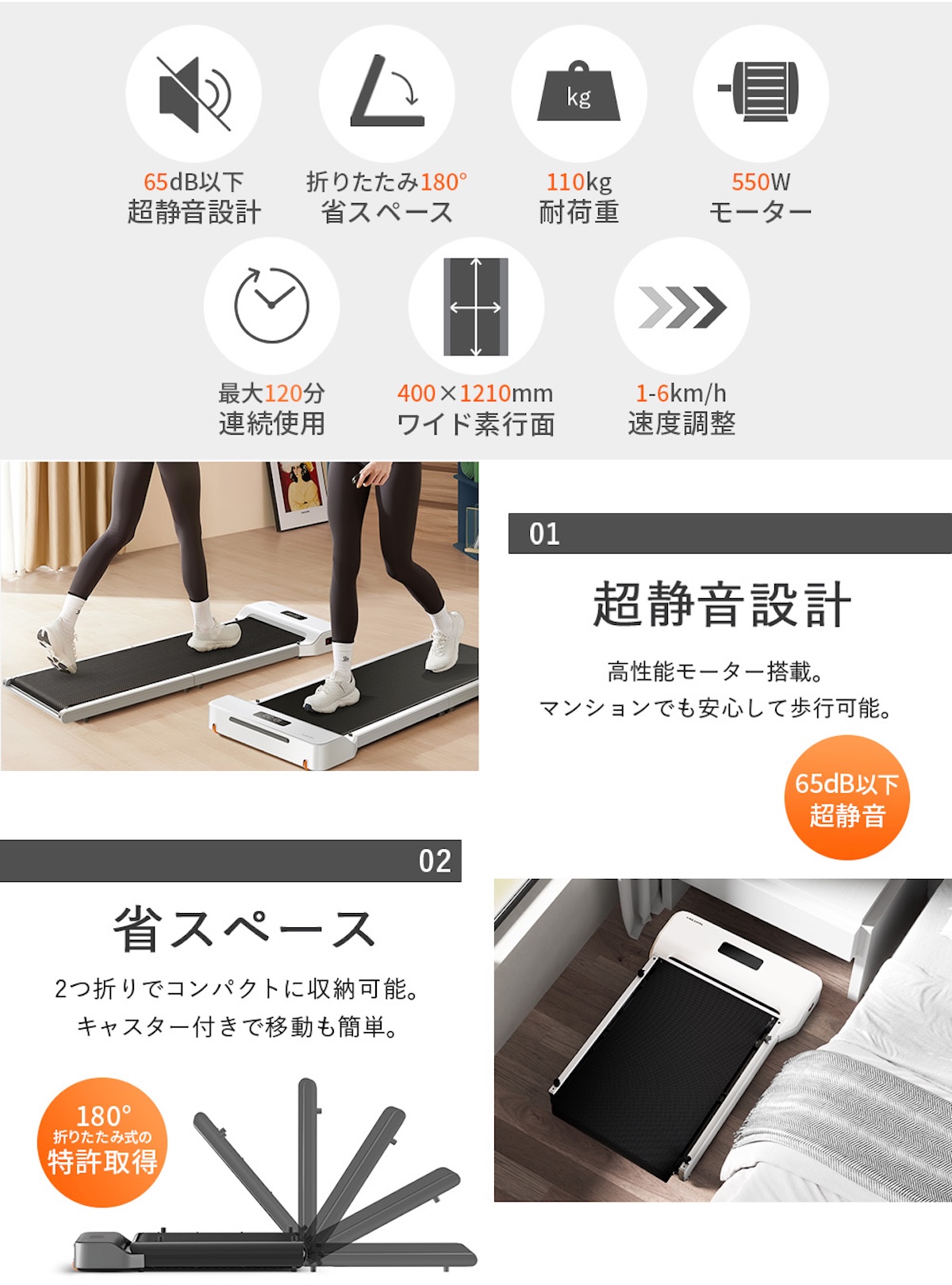 WalkingPad Z1(グレー) 世界唯一の折りたたみランニングマシン [1330]