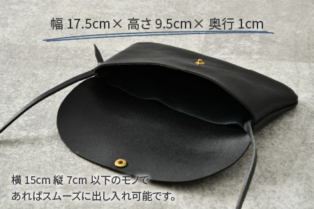 スマホポーチ（ブラック） topiv 牛革 本革 [B-01100701]