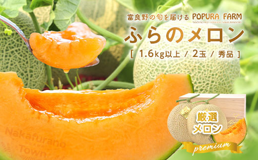 【2026年発送】【ポプラファーム】【桐箱】極上の富良野メロン　中玉2玉（計3.2kg以上　秀品）