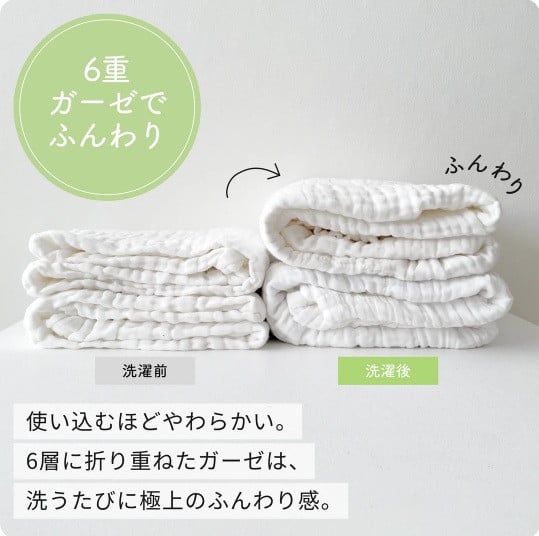 毎日使うものだから。やさしさとふんわりにこだわった6重ガーゼのタオル4枚セット