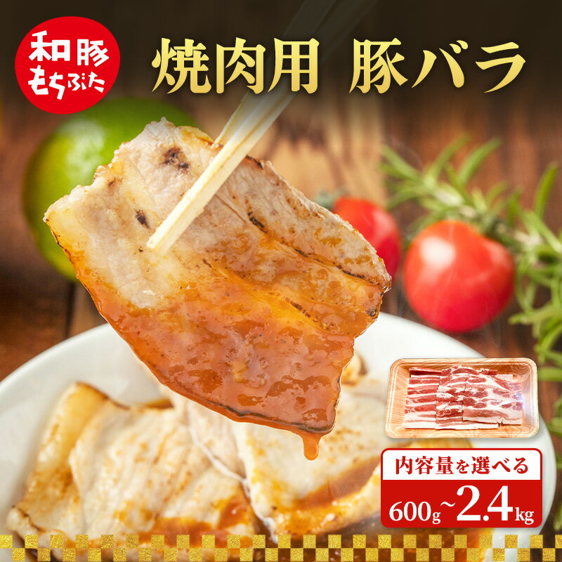 【ふるさと納税】焼肉用 600g～2.4kg 内容量を選べる 豚バラ 和豚 もちぶた 豚肉 ポーク 肉 豚 国産 宮城県産 小分け バラ肉 豚バラ肉 ストック 精肉