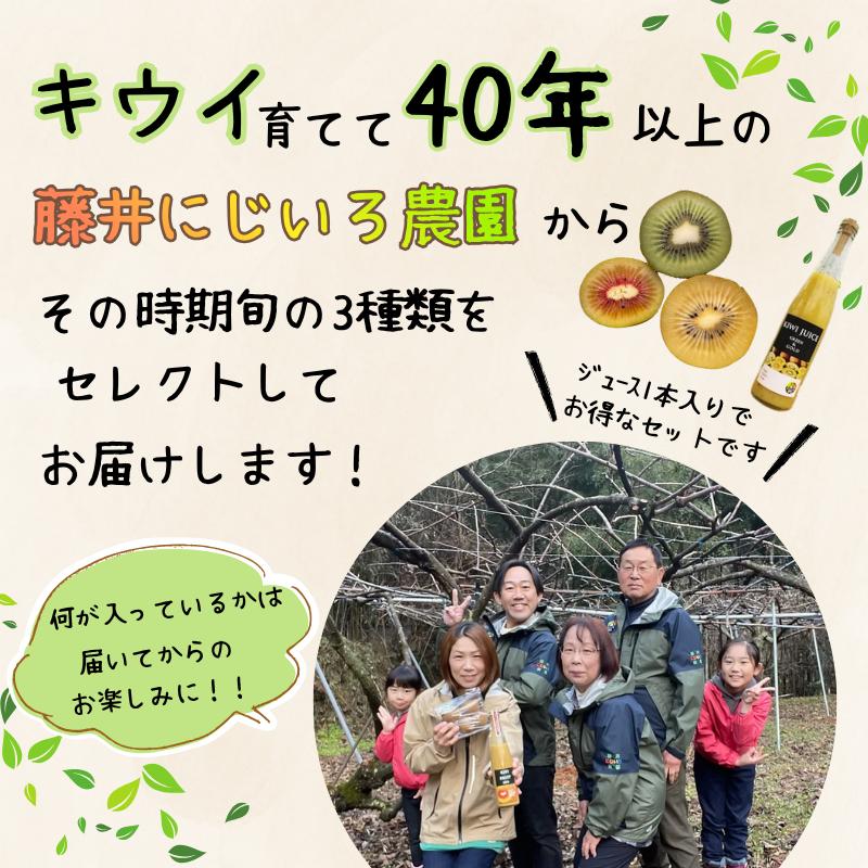 【先行予約】【食べ比べ】キウイ 3種アソート 約1.4kg＆キウイジュース500mlセット 阿武町産 2026年11月～2027年2月発送