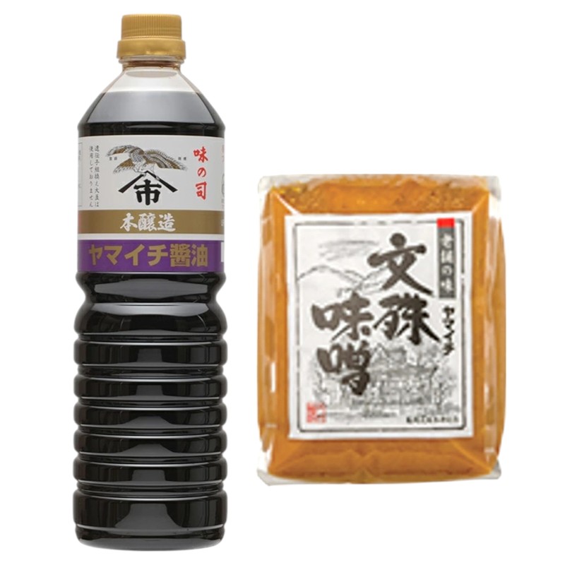 【ふるさと納税】味噌 醤油 《ヤマイチ醤油》味噌＆醤油セット（味の司1L・文殊味噌1kg） [tk06ayt180091 山形県 高畠町 小田部商店] 調味料 みそ しょうゆ セット